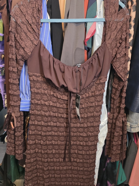 Fashion Nova Dresses & Skirts - Fashion Nova Espresso Brown Lace Midi Dress